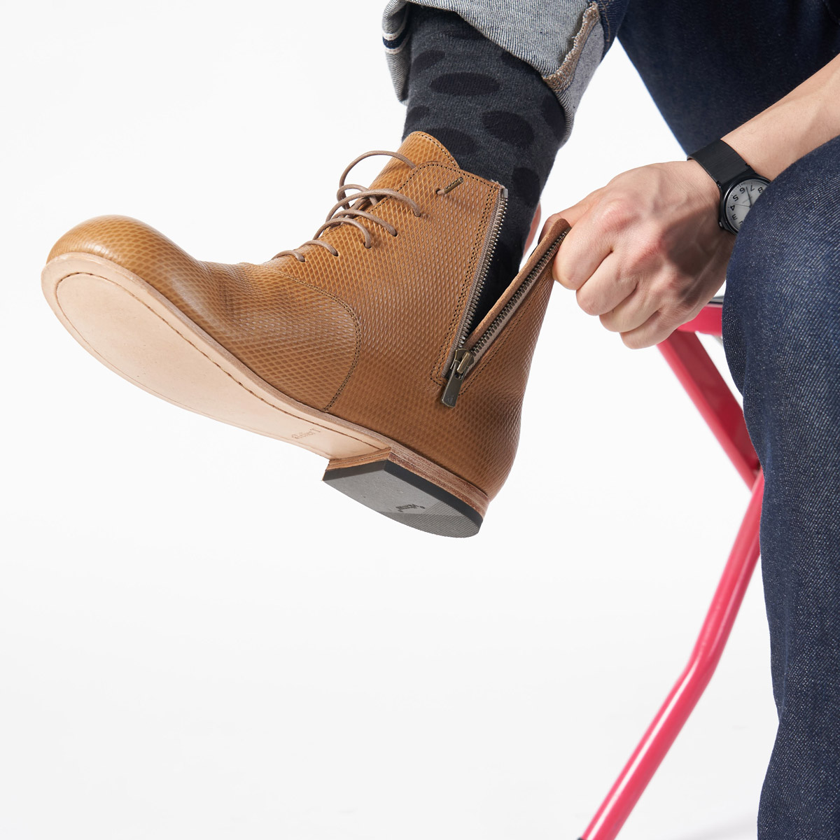 ブーツ デコ オックスフォード ブラウン モデル着用